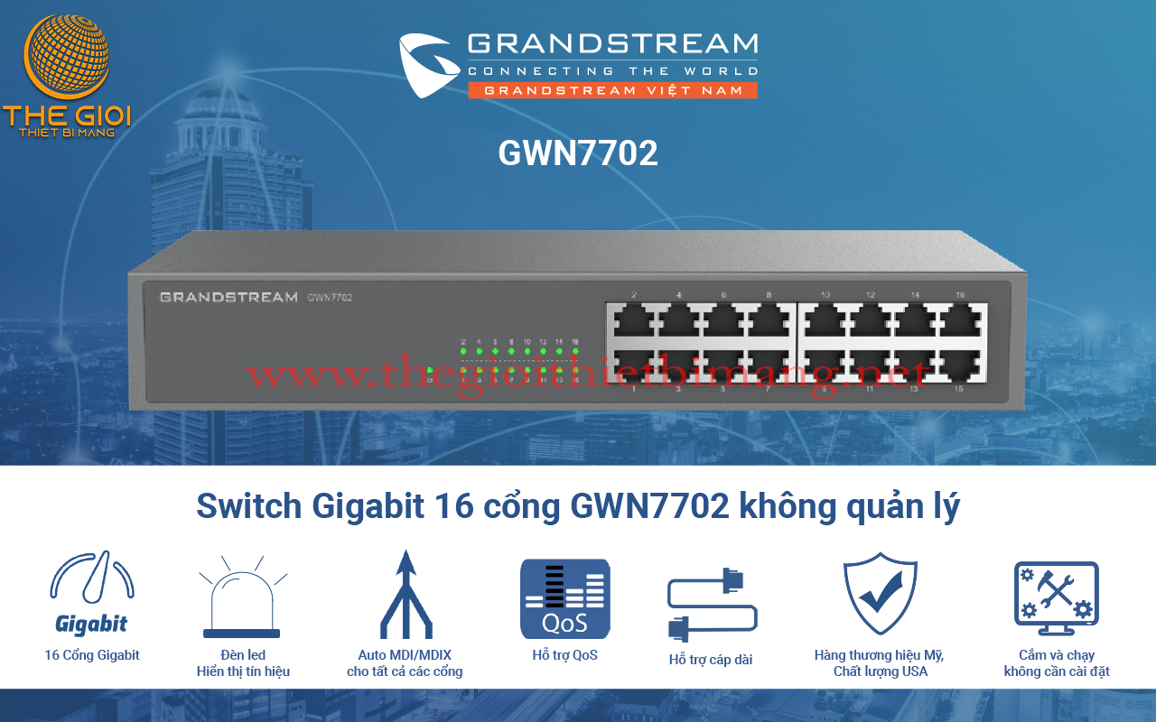 Switch 16 cổng Gigabit GWN7702